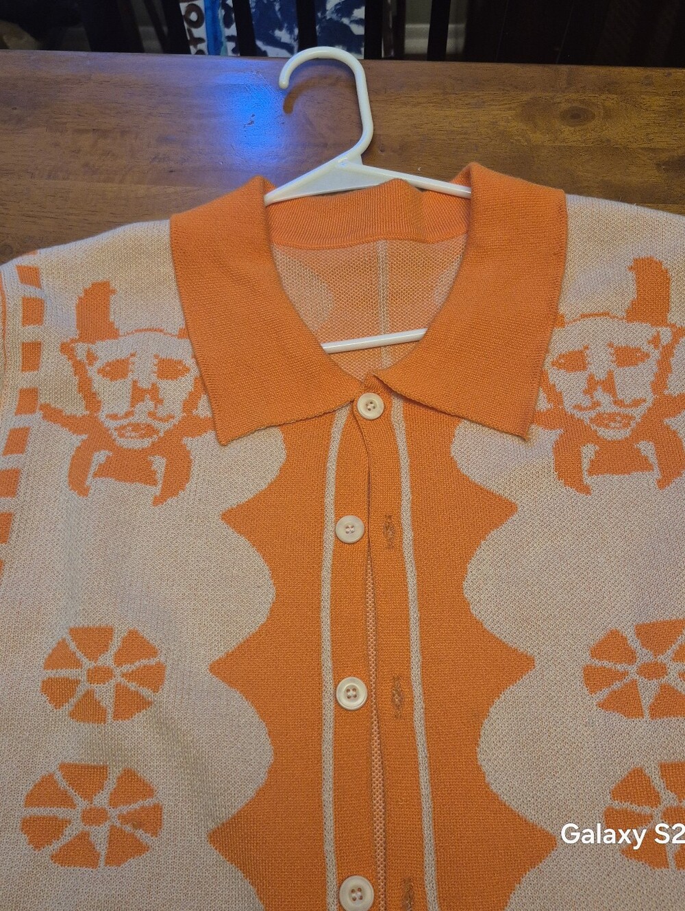 Orange and Cream Retro Short-Sleeve Knit Shirt